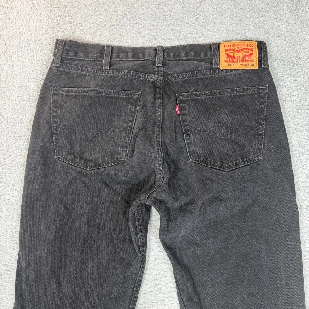 Levis 505‎ Mens Regular Fit Straight Leg Black Denim Jeans 38x32 PC9-00505-0260